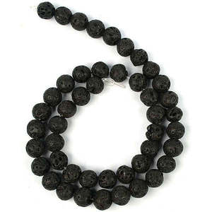 Perles en pierre de lave naturelle 8 mm 45-50 pièces Perles rondes en vrac pour la fabrication de bijoux et l'aromathérapie - Product Image 1