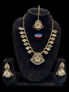 Kundan piedra perla aleación mujer collar pendiente conjunto joyería de moda étnica fiesta desgaste boda compromiso aniversario regalo - Product Image 5