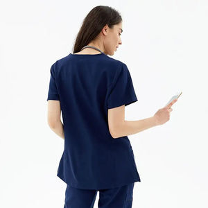 Alta calidad de moda sólido Unisex fácil cuidado uniformes Scrub traje enfermera Hospital Scrubs uniformes conjuntos - Product Image 5
