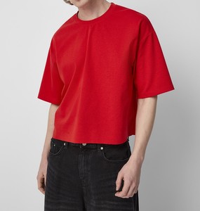 T-shirts en tricot surdimensionnés pour hommes de bonne qualité 100% coton poids lourd personnalisés respirants lavés - Product Image 4