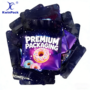 Bolsa de Mylar Negra Brillante con Cierre Hermético, a Prueba de Olores, para Dulces, con Logotipo Personalizado, 3.5, <span class=keywords><strong>Cali</strong></span> Packs - Product Image 1
