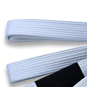 Promocional Premium White BJJ Gi Belt 100% algodón ligero de cintura alta personalizado con nombre bordado Logo diseño Unisex - Product Image 4