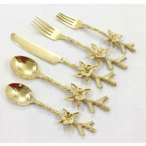 Couverts de cuisine plaqué or, 24 pièces, type cadeau de mariage, en acier inoxydable, design unique, couverts de cuisine - Product Image 5