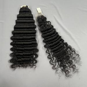 Fabricant vietnamien 100% doux et soyeux de haute qualité cheveux bruts noir vague profonde génie trame Machine faisceaux de Qhair - Product Image 2