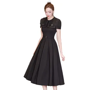 Chic and Captivating The Latest Unique Midi Dress in Alluring Black, Crafted with Excellence in Vietnam for the Modern Women