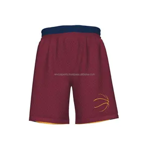 Grote Maat Basketbalshorts Voor Heren Groothandel Kastanjebruine Kleur Mesh Jeugdbasketbalshorts Snel Droog Basketbalshorts