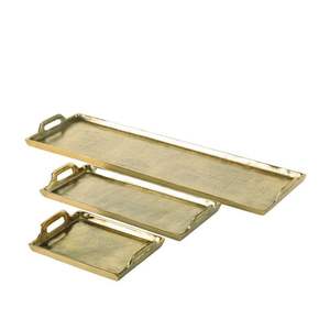 Compassion Collection Premium Or Rectangle Plateau De Service En Aluminium Moulé En Métal pour La Maison Restaurants Hôtels Décoration De Mariage - Product Image 3