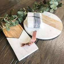 Dessous de verre classiques en marbre écologiques personnalisés avec bois d'acacia massif et pierre de marbre naturel Taille et couleur personnalisables - Product Image 5