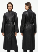 Gaya Busana Grosir Mantel Panjang Berbulu Rubah yang Dapat Dibalik, Berisi Bulu, dengan Sabuk di Pinggang, Kerah Tinggi, Slim Fit, Elegan untuk Musim Dingin, Bahan Sutra.