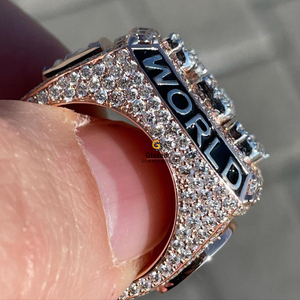 Unique 10K Solid Gold Hip Hop Iced Out par Round Cut Lab Grown Diamonds Lettre personnalisée Nom et bague graphique pour hommes - Product Image 2