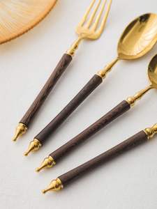 Elegant "Only Natural" Flatware Set Stainless Steel and Wood Durable Dining Solution with Mirror Polish Dishwasher Safe - Product Image 2