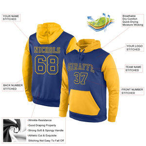 Sweat-shirt à capuche personnalisé en sublimation bleu et jaune, vêtements d'équipe personnalisés, logo personnalisé, vêtements de sport, design homme femme OEM - Product Image 3