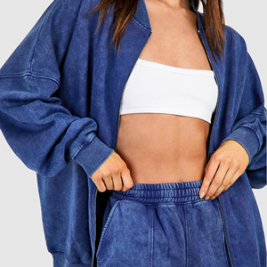 2025 New Custom Logo Sport Tracksuit for Women Stylish Solid Pattern Hoodie Jogging Sweatsuit 2-Piece Cotton Sportswear Zipper - Product Image 1