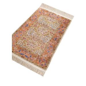 Alfombra de seda anudada a mano Gulmarg Ivory Paem-1266, rectangular, floral, de viscosa, para sala de estar, pasillo, para adolescentes - Product Image 2