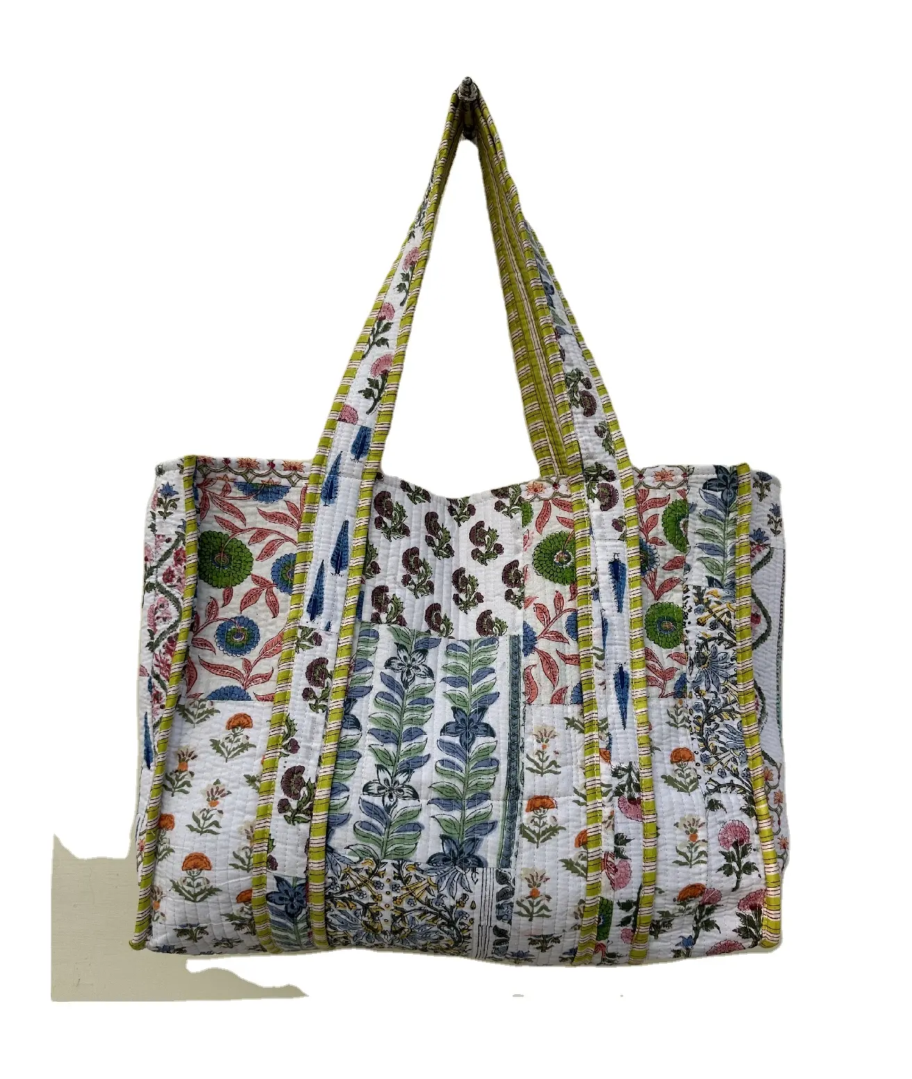 Borsa da spiaggia in cotone fatto a mano Kantha,