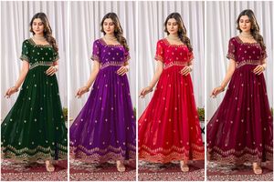 Formas elegantes de calidad superior para diseñar un vestido Anarkali largo hasta el suelo para recepciones de bodas y fiestas nocturnas disponibles para la venta - Product Image 5