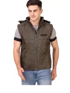 Chaqueta de invierno para hombre de talla grande de alta calidad al por mayor, chaleco acolchado grueso sin mangas con logotipo personalizado, lona tejida informal, 100% poliéster - Product Image 3