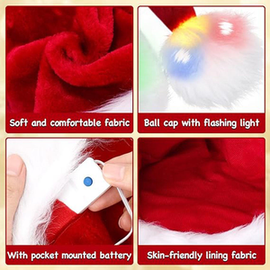 Gorros de punto de alta calidad, decoración de fiesta de Festival, gorro rojo de Navidad, gorro de punto de invierno de lana Unisex, gorro de uso diario con puños alto - Product Image 2