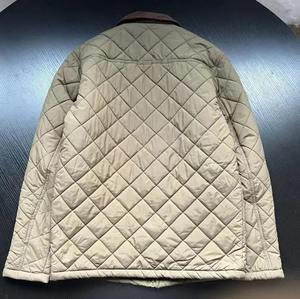 Veste en coton matelassé à carreaux pour hommes, légère, classique, grande poche, vêtements de travail, décontractée, petit revers, vestes chaudes - Product Image 6