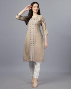 Kurti Informal de Algodón con Textura Mágica, Completamente Cosido, con Bordado Intrincado para Moda India y Pakistaní, Hecho de Rayón - Product Image 5