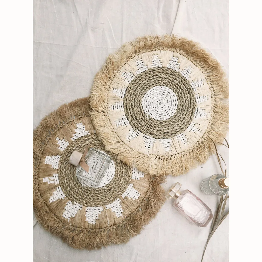 Wholesale Best Selling 2023 Natural Fringe Placemats Hanging Wall Decor Boho Table Decoration Unique Housewarming Gift