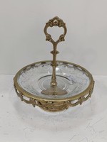 Support à gâteau rond en verre et métal de luxe, finition antique en laiton, élégant présentoir à desserts pour mariage, anniversaire et événements