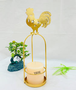 Vintage Gold Metal Taper Candlestick Holder <b>Set</b> Home Decorative <b>Lantern</b> for Wedding Parties and Outdoor Occasions - Product Image 1