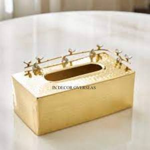 Vente chaude de haute qualité plaqué or de luxe qualité métal fleurs concepteur élégant Look porte-serviettes et fournitures de boîte à mouchoirs - Product Image 6