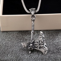 Collier hache viking en acier inoxydable pour homme, pendentif rétro punk, bijoux pour motard, accessoires streetwear, vente en gros