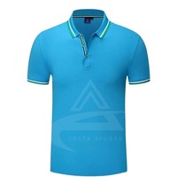 En Çok Satan Çay Pembesi Erkek Modası Baskısız Gömlek Özel Nakış Logolu %100 Polyester Örme Kısa Kollu Balıkçı Yaka Günlük Tişört