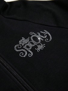 Sudadera con capucha negra con cremallera y máscara de fantasma de diamantes de imitación y brillo Spooky Text Streetwear Unisex Horror Fashion Oversized Acid Wash - Product Image 4