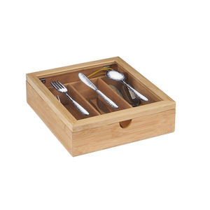 Natural <b>Wooden</b> Handle Spoon Fork Knife Flatware Set Gift <b>Box</b> 304 Stainless Steel Cutlery with <b>Bamboo</b> Handle - Product Image 2