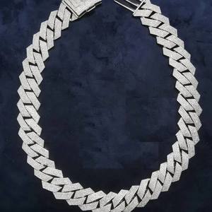 Cadena de eslabones cubanos de Hip Hop VVS Moissanite, Diamante de corte redondo, joyería de oro blanco helado para hombres, Plata de Ley 925 - Product Image 6