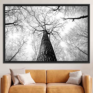 Printed <b>Canvas</b>: Forest Wall Hanging, Nature-Inspired Farmhouse Decor,BLACK <b>FRAMED</b> <b>CANVAS</b> - Product Image 1