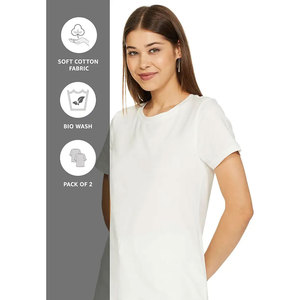 Haute qualité coton lâche coupe décontractée dame filles T-shirt surdimensionné femmes chemise vêtements mode col rond été T-shirt décontracté - Product Image 3