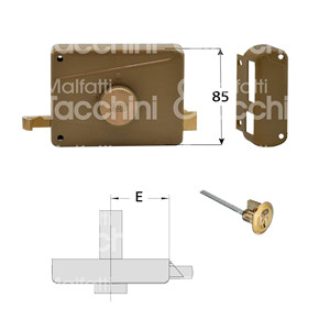 ล็อคประตูพร้อมลูกบิด-ทาสีภายนอกลูกบิดภายในทรงกระบอกลูกบิดภายใน3รอบและ3สลัก - Product Image 1