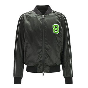 Custom Winter Casual Solid Stand Collar Dyed Satin Varsity Baseball Bomber Jacket Unisex Street Style - Product Image 3
