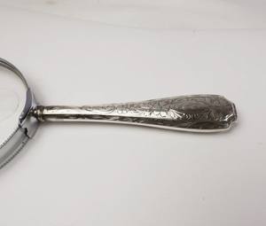 Aluminium Antique Vintage Sterling Silver Ornate Handle Hand Held Magnifying Glass <b>Desk</b> Top Collectible <b>Gift</b> - Product Image 4