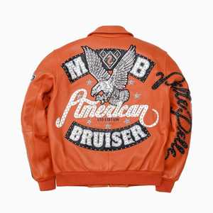 Chaqueta de Cuero Pelle Pelle Bordada de Fabricante OEM, Chaqueta de Cuero Genuino de Piel de Vaca Personalizada para Hombre para Invierno - Product Image 2