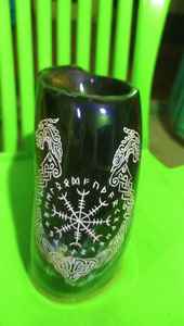 Tallado a mano Cuerno MUG Beber Cuerno Taza pulida Beber SEGURO - Product Image 2