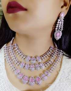 Conjunto de joyería hecha a mano de diseño Premium americano, collar de piedras CZ multicolor para compromiso de boda, uso diario, ropa de fiesta a granel - Product Image 3