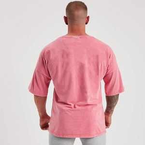 High Quality Men's Acid Wash T-Shirts <b>Pink</b> Custom Logo Unique Design Anti-Wrinkle 230g Cotton Street Wear Wholesale Low MOQ - Product Image 2