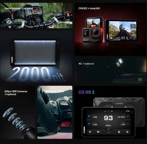 CHIGEE Aio-6 Lte Tracciamento Traiettoria App 4G CarPlay Tachimetro Digitale per Moto Dashcam e Display per Motocicletta - Product Image 4