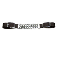 Sangle de chaîne à maillons réglable en cuir véritable de style western, double extrémité de chaîne, quincaillerie en acier inoxydable, équestre, personnalisable
