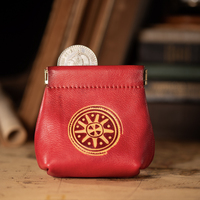 Vente en gros de mini porte-monnaie en cuir vintage Portefeuille compact fait main à fermeture à pression gaufré soleil de créateur