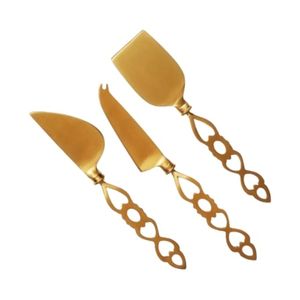 Ensemble de couteaux à fromage en acier inoxydable plaqué argent, ustensile de cuisine, couteau à beurre avec manche doré en forme de feuille vente en gros - Product Image 4