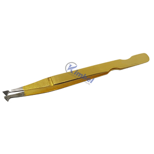 Pince à épiler d'extension de cils en acier inoxydable couleur or avec pointe en fibre droite et forte - Product Image 5