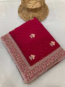 Hermoso Sari de Boda Moderno Reversible en el Mismo Color, Tela de Seda Georgette Suave de Primera Calidad con C-Pallu - Product Image 6