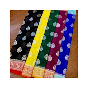 Mejor diseño Banarasi Semi Georgette Saree para fiestas Precio al por mayor de La India para ocasiones especiales - Product Image 5