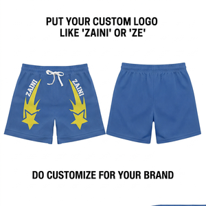 Premium 120g Cotton <b>Mesh</b> <b>Shorts</b> Breathable Eco-Friendly Quick Dry Drawstring Closure Front Logo Blue Yellow Custom <b>Shorts</b> - Product Image 1